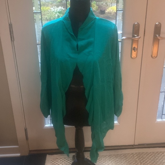 Chico's Sweaters - Chico’s Green handkerchief ruffles Open Front Cardigan.  Size 16